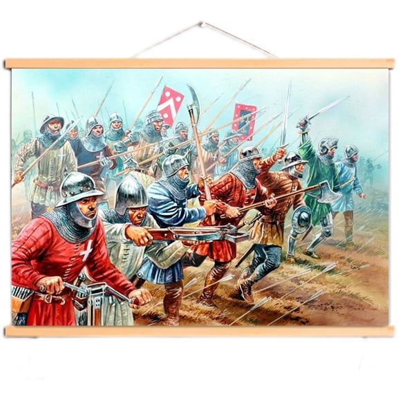 Vintage Masonic Knights Templar Scroll Painting Wall Hanging Decor Drawing - The Crusades Armor Warrior Canvas Art Print Poster Wall Banner 8,Multicolor,40X30 CM