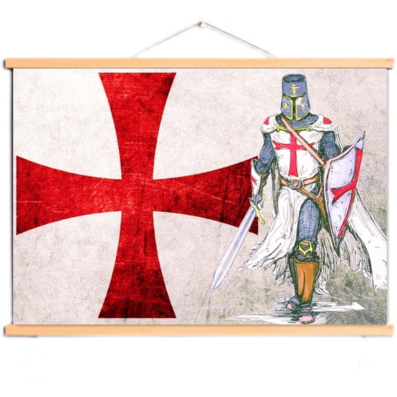 Vintage Masonic Knights Templar Scroll Painting Wall Hanging Flag -Crusades Armor Warrior Canvas Art Posters and Prints Wall Banner Room Home Wall Decor Art 8,Multicolor,70X50 CM