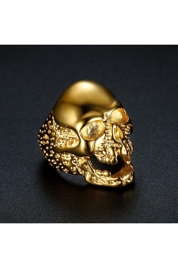 Vintage Masonic Skull Ring For Men Knight Temple 14K Yellow Gold Freemason Ring Fashion Gothic Skull Jewelry Gift