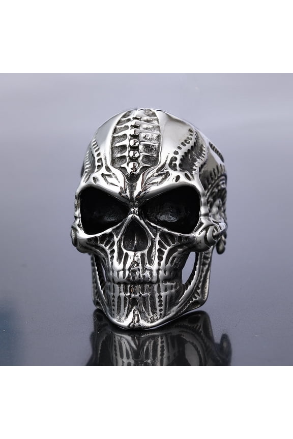 Vintage Masonic Skull Ring For Men Knight Temple14K White Gold  Freemason Ring Silver Color Fashion Gothic Skull Jewelry Gift