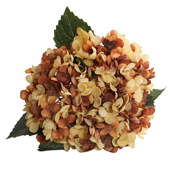 Vintage Matte Silk Artificial Hydrangea Bouquet,Realistic Petal Floral Arrangement,Home Table Centerpiece Decor(Coffee)