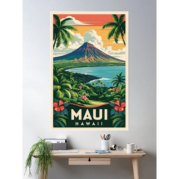 Vintage Maui Art Print Highlighting Hawaiian Beauty Poster Wall Art Modern Wall Decor For Living Room Bedroom