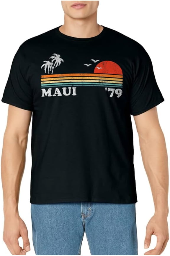 Vintage Maui Hawaii Beach Retro Hawaiian Vacation 70s Gift T-Shirt