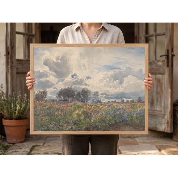 Vintage Meadow Landscape Wall Art Print