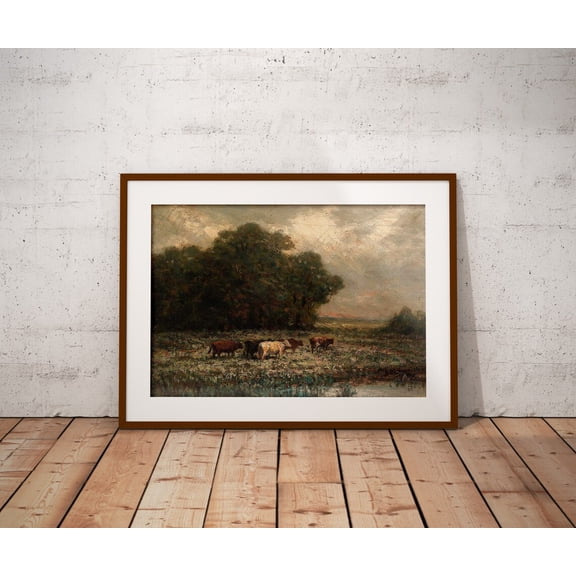 Vintage Meadow, Warm Toned Landscape Art Home Decor #344, Unframed Canvas Size 12x18