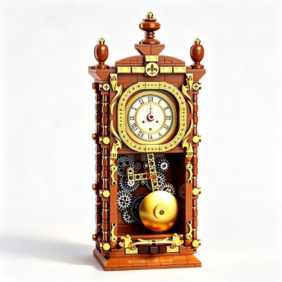 Vintage Mechanical Pendulum Clock Building Kit, Functional STEM Bricks Set, Decorative Display Toy for Adults & Teens 6+