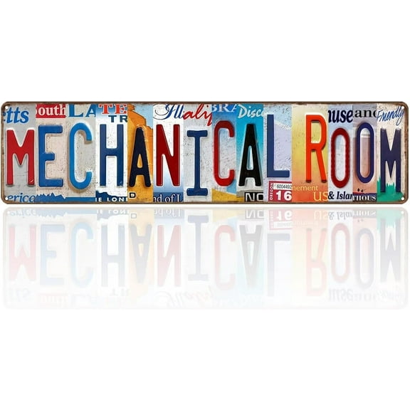 Vintage Mechanical Room Metal Tin Signs for Gate Home Door Man Cave Garage Wall Decor 16x4 In