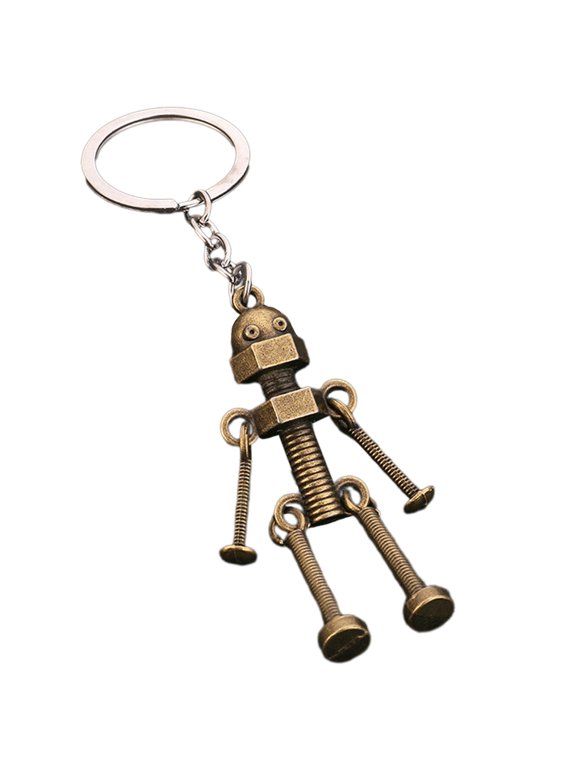 Vintage Mechanical Screw Robot Keychain Creative Movable Joint Robot Car Key Holder for Men Backpack Bags Wallet Pendant