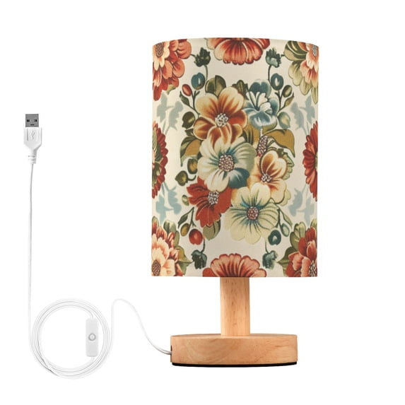Vintage Medallion Floral Flowers Table Lamp for Desk Nightstand Lamp with USB Modern Gifts for Bedroom Living Room Kids Room