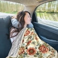 thumbnail image 1 of Vintage Medallion Floral Flowers Travel Blanket Pillow Compact Foldable Airplane Throw Blanket with Trolley Sleeve for Travel Camping, 1 of 8