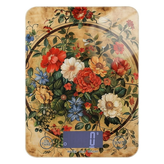 Vintage Medallion Floral Food Scale Digital Kitchen Scale Waterproof Grams Ounces lbs for Weight Loss