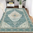 thumbnail image 1 of Vintage Medallion Print Boho Area Rug, Washable Low Pile Carpet with Non-Slip Rubber Backing, Foldable, for Dining Room, Office, Bedroom, Living Room, 1 of 7