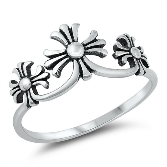 Vintage Medieval Crosses Ring .925 Sterling Silver Band Jewelry Female Male Unisex Size 4