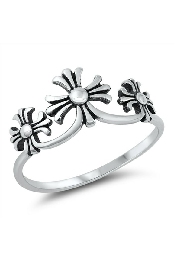 Vintage Medieval Crosses Ring .925 Sterling Silver Band Jewelry Female Male Unisex Size 4