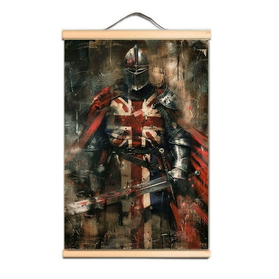 Vintage Medieval Crusader Warrior Art Poster Wall Chart - Decorate Your Room with This Knights Templar Canvas Scroll Painting Wall Hanging Banner 3,Multicolor,23.5X35.4 inches