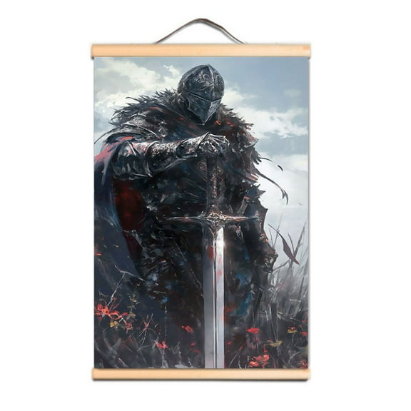 Vintage Medieval Crusader Warrior Art Poster Wall Chart - Decorate Your Room with This Knights Templar Canvas Scroll Painting Wall Hanging Banner 4,Multicolor,11.8X17.7 inches