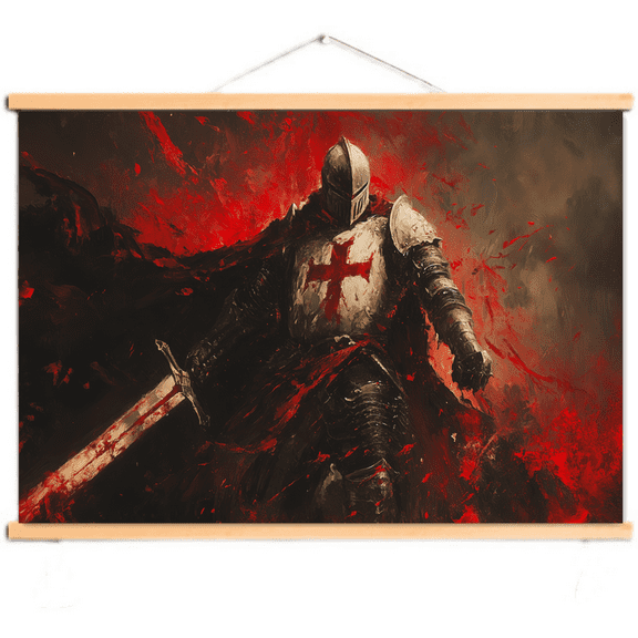 Vintage Medieval Crusader Warrior Art Poster Wall Chart - Decorate Your Room with This Knights Templar Canvas Scroll Painting Wall Hanging Banner 8,Multicolor,70X50 CM