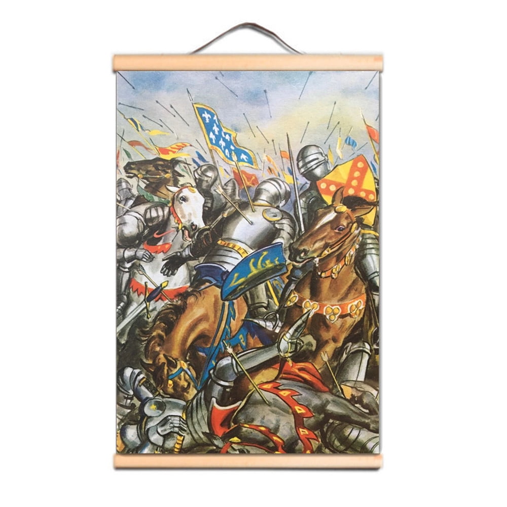 Vintage Medieval Crusader Warrior Wall Hanging Flag Canvas Artwork ...