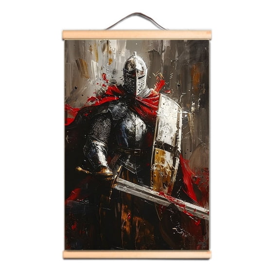 Vintage Medieval Crusades Tapestries Wall Hanging Canvas Scroll Painting Knights Templar Armor Wall Art Posters Prints Decorative Banner Templar Battles History Flag Interior Decor,Multicolor