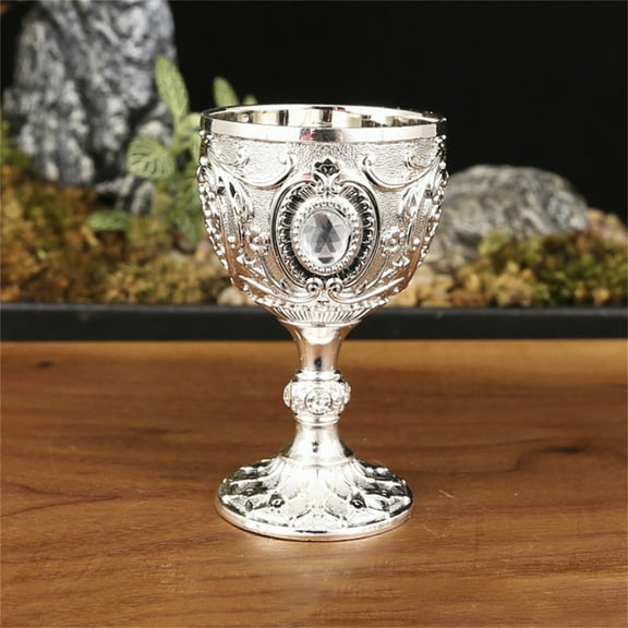 Vintage Medieval Goblet Drinking Glass, Handmade Novelty Engraving Metal Wine Cup, Desktop Decoration & Party Supplies, By VINOIC