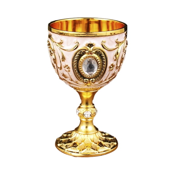 Vintage Medieval Goblet Drinking Glass Party Supplies Handmade Novelty Engraving Metal Wine Cup Desktop Decoration, European Style High-Grade Metal Wine Cup A