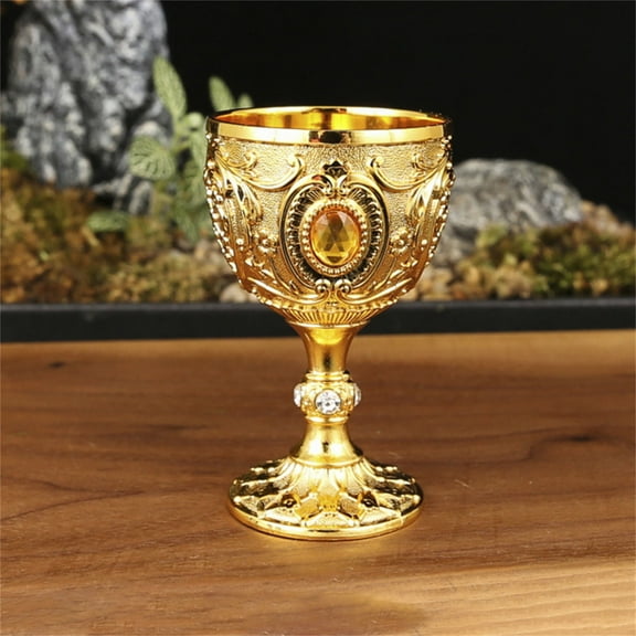 Vintage Medieval Metal Goblet - Engraved Chalice Wine Cup for Themed Parties, Home Decoration & Novelty Drinking Glass