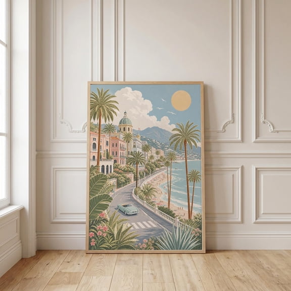 Vintage Mediterranean Coast Travel Poster Amalfi Poster