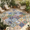 thumbnail image 1 of Vintage Mediterranean Outdoor Rug for Patio/Deck/Porch, Non-Slip Large Area Rug 3 x 5 Ft, Blue and Yellow Tiles Texture Indoor Outdoor Rugs Washable Area Rugs, Reversible Camping Rug Carpet Runner, 1 of 8