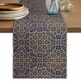 thumbnail image 1 of Vintage Mediterranean Table Runner, Retro Morocco Abstract Art Brown Blue Washable Cotton Linen Table Runners 60 Inches Long, Dresser Scarf Runner for Coffee/TV Stands/Kitchen/Cabinets 13''x60'', 1 of 9