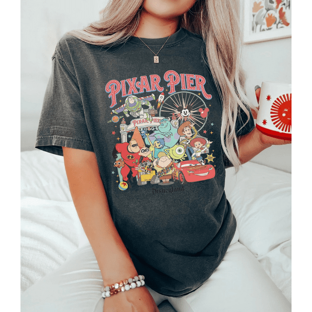 ¬ Vintage Meet me at Pixar Pier Disney characters shirt,Disneyland