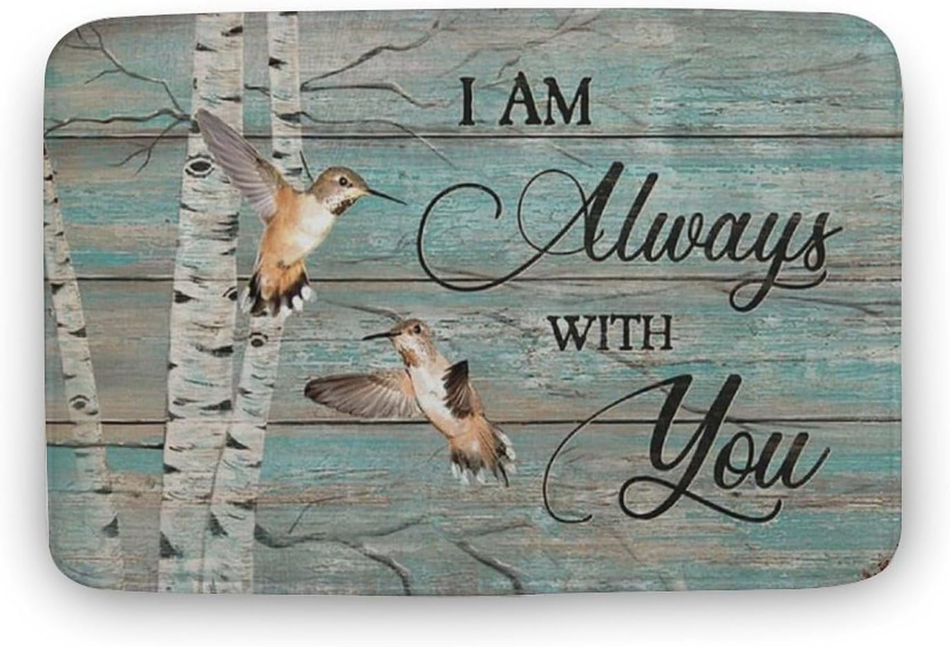 Hummingbird Welcome Mat Vintage Memorial Hummingbird Drawing Blue Background Oldest Tree I Am ...