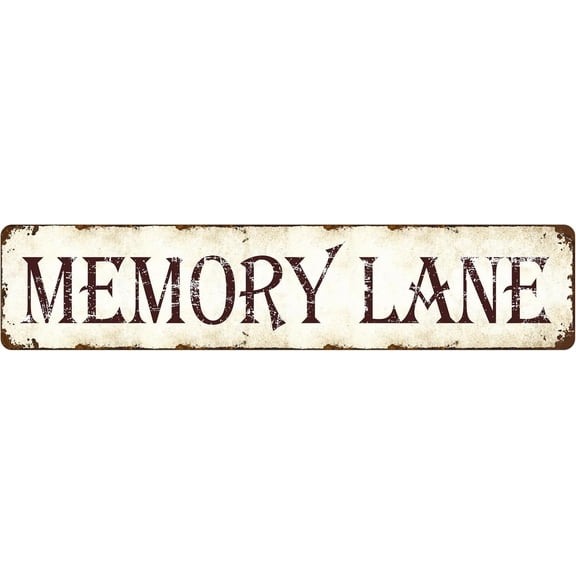 Vintage Memory Lane Aluminum Rustic Metal Tin Sign 4x16 Inch Retro Wall Decor for Farmhouse Kitchen Bar Garage Man Cave Art Unique Homeowner Gift