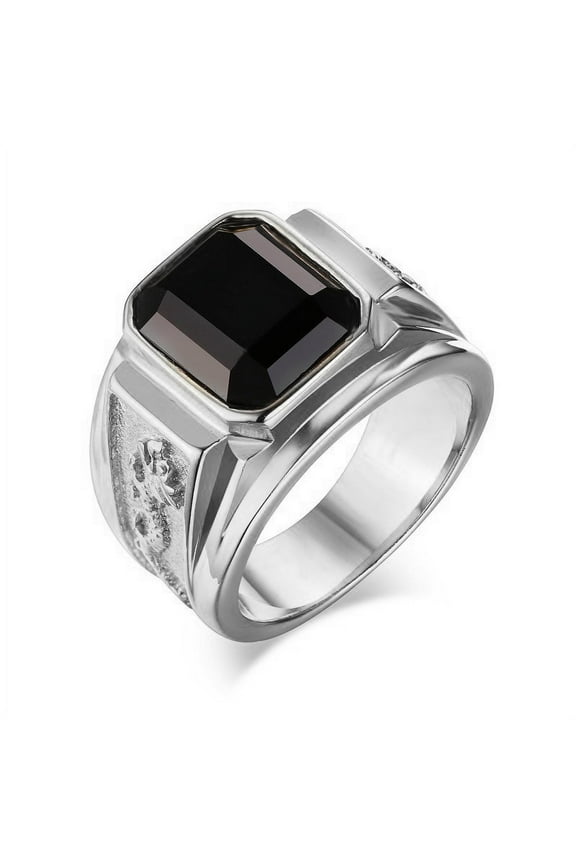 Vintage Men Alloy Diamond Geometry Ring