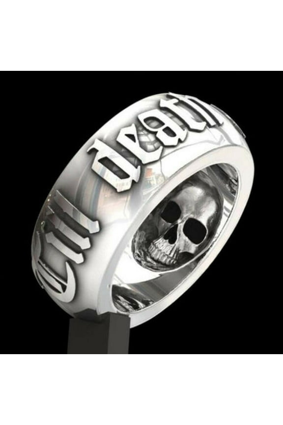 Vintage Men Silver Skull Stainless Steel Biker Finger Rings
