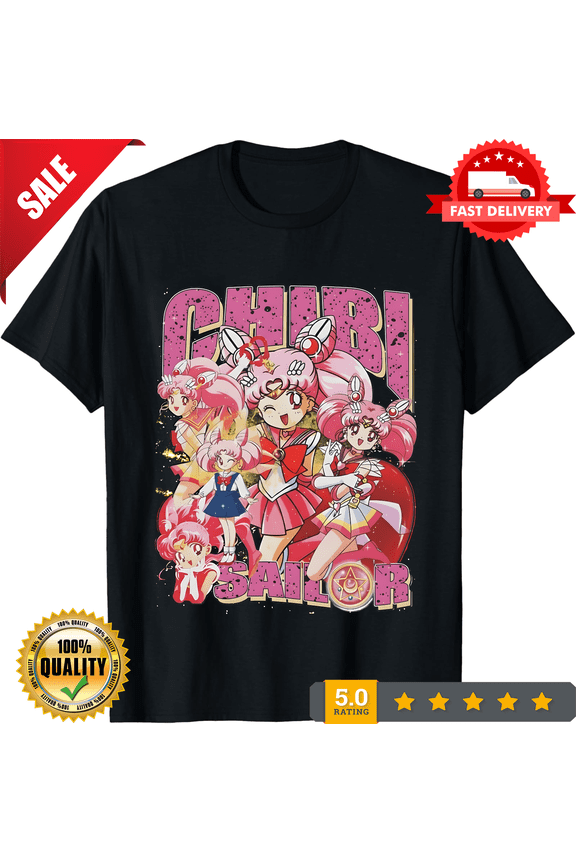 Vintage Men's Anime Sailors Chibi Moons T Shirt Cotton Tops Creative Short Sleeve O Neck, CROWD FAVORIT-TH77481