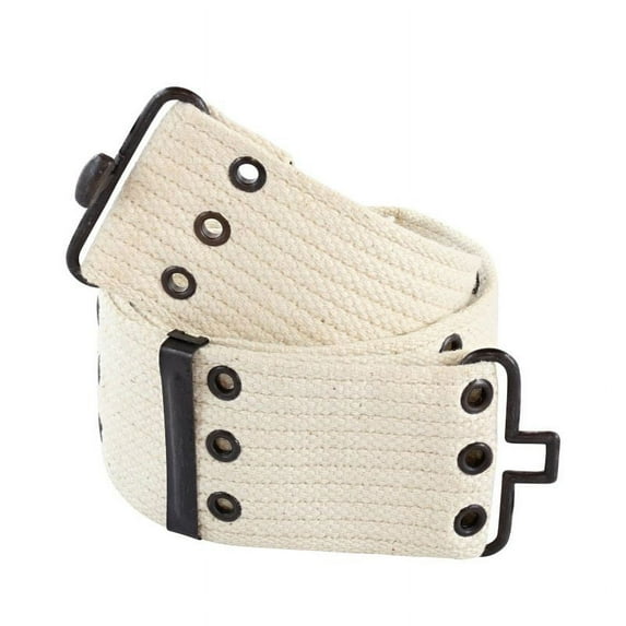 Vintage Men's Pistol Belt, GI Style, Metal Closure, White.