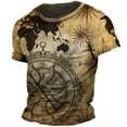 thumbnail image 1 of Vintage Men's Short Sleeve Shirt Compass Print T-shirt Nautical Tops Summer O-Neck Sweatshirt Tees Designer Daily Mens Clothing, 1 of 5