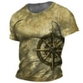 thumbnail image 1 of Vintage Men's Short Sleeve Shirt Compass Print T-shirt Nautical Tops Summer O-Neck Sweatshirt Tees Designer Daily Mens Clothing, 1 of 6