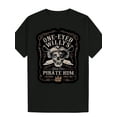 thumbnail image 1 of [Vintage Men's T-Shirt] Black Vintage-Inspired Men's Graphic T-Shirt | "One-Eyed Willy's Pirate Rum" Casual Short Sleeve Tee with Skull & Crossbones,, Machine Washable | Perfect Summer Gift for Him, 1 of 7