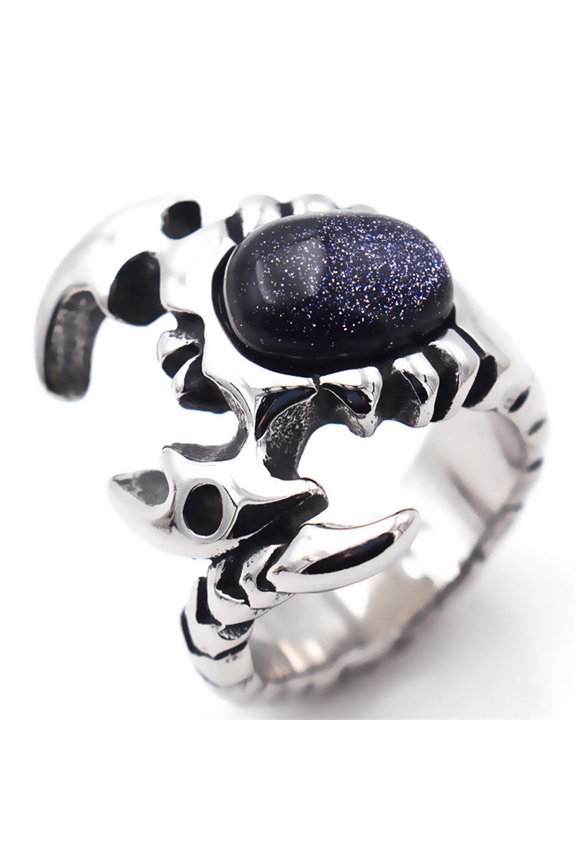 Vintage Men's Titanium Steel Ring Domineering Scorpion Gemstone Stainless