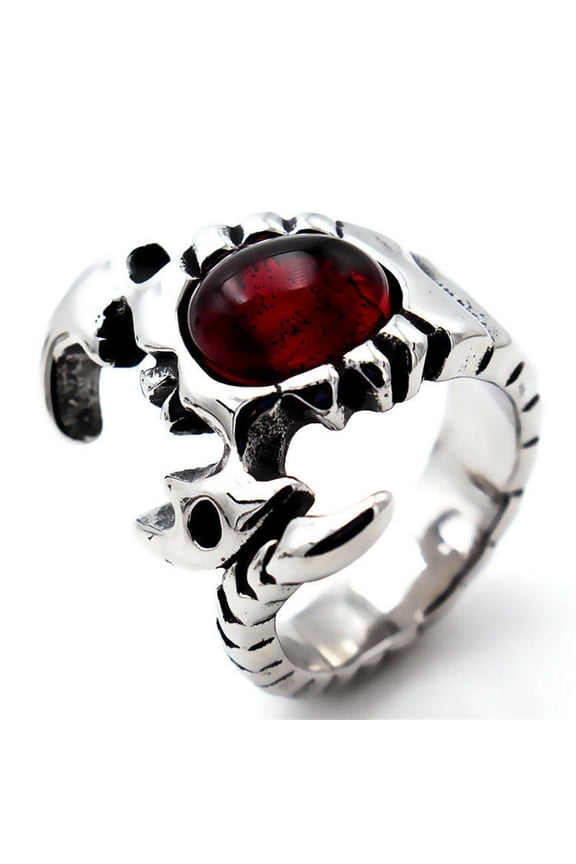 Vintage Men's Titanium Steel Ring Domineering Scorpion Gemstone Stainless