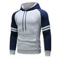 thumbnail image 1 of Vintage Mens Hoodies Casual Loose Sweatshirt Blocking Color Drawstring Large Pocket Hoodie Raglan Sleeve Sports Sweatshirt,Size M-3XL, 1 of 4