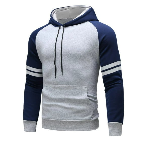 Vintage Mens Hoodies Casual Loose Sweatshirt Blocking Color Drawstring Large Pocket Hoodie Raglan Sleeve Sports Sweatshirt,Size M-3XL