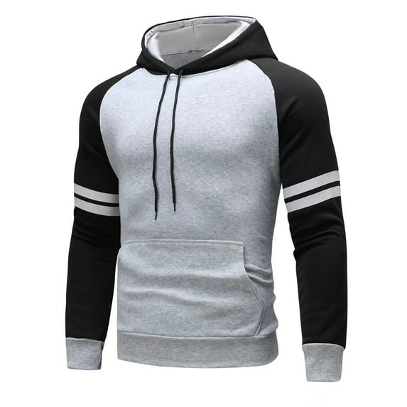 Vintage Mens Hoodies Casual Loose Sweatshirt Blocking Color Drawstring Large Pocket Hoodie Raglan Sleeve Sports Sweatshirt,Size M-3XL