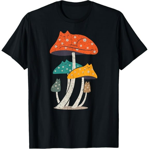 Vintage Meowshroom Mushrooms Funny Cats Animals Love Pet Tee T-Shirt