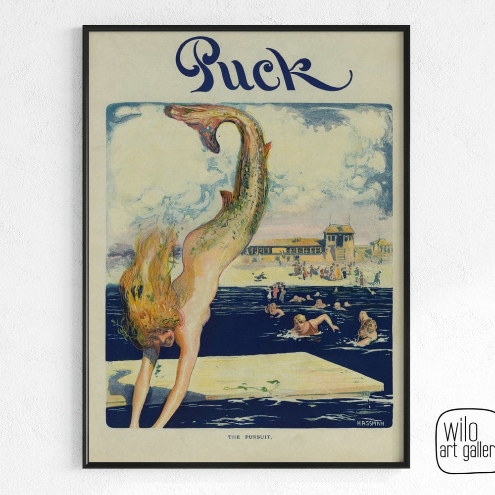 Vintage Meerjungfrau Kunstdruck Von Edmund Dulac – A3 Poster, Märchen-Illustration, Perfekt Als Wanddekoration