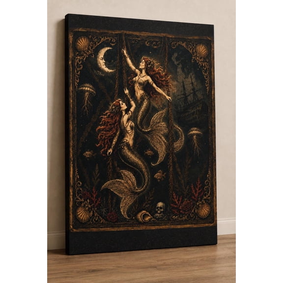 Vintage Mermaid Sailor Art Matte Wall Art Poster Physical Wall Art Printed Poster , Poster Print Only
