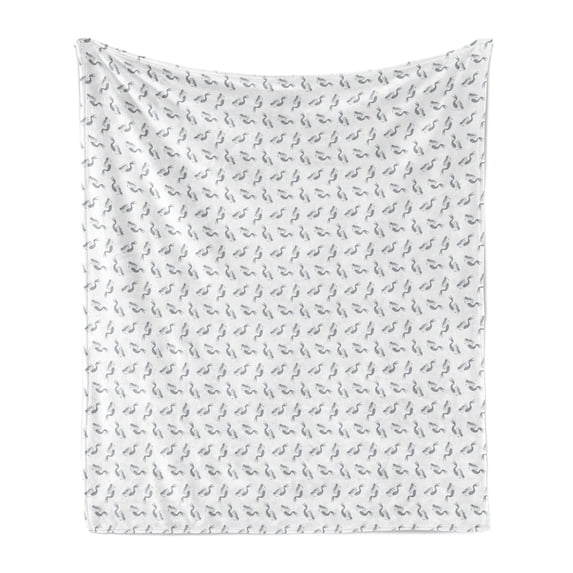 Vintage Mermaid Soft Flannel Fleece Throw Blanket, Outline Monochrome Swimming Fish Girls, Cozy Plush for Indoor and Outdoor Use, 50" x 70", Dark Ceil Blue White, by Ambesonne