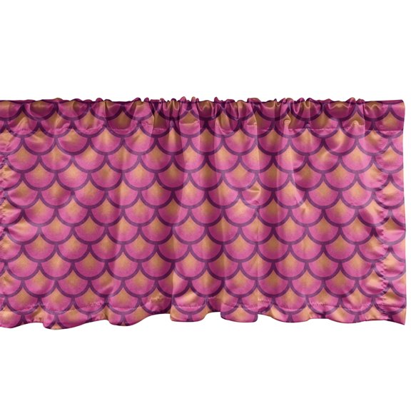 Ambesonne Vintage Mermaid Valance Pack of 2, Fish Scale, 54"X12", Purple Pink Salmon