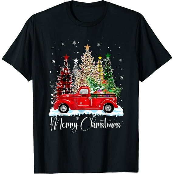 Vintage Merry Christmas Red Truck Old Fashioned Christmas T-Shirt